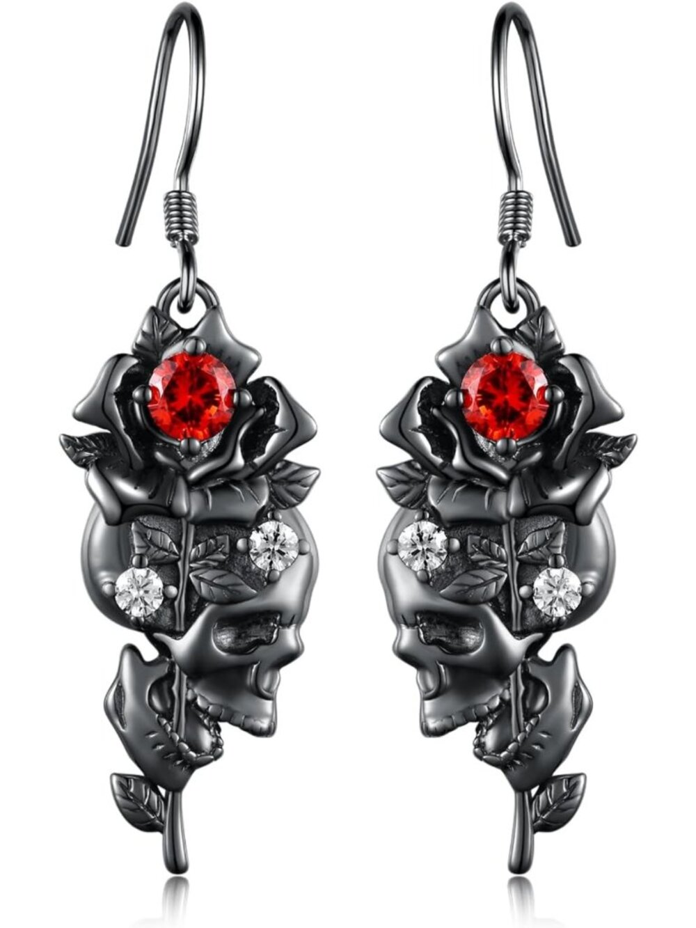 Gothic Skull & Skeleton Hand Earrings - 925 Sterling Silver Pirate Jewelry for